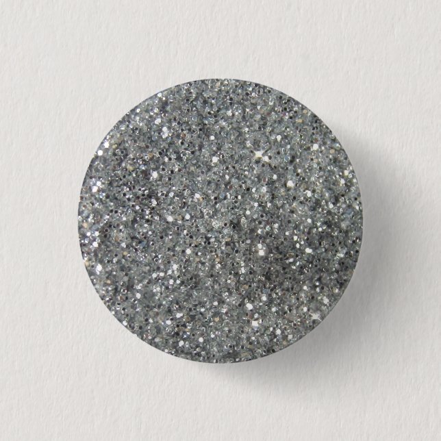 Stylish Silver Glitter Glitz Photo Button (Front)