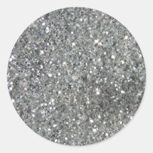 Stylish Silver Glitter Glitz Photo Classic Round Sticker
