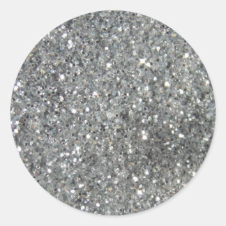 Stylish Silver Glitter Glitz Photo Classic Round Sticker