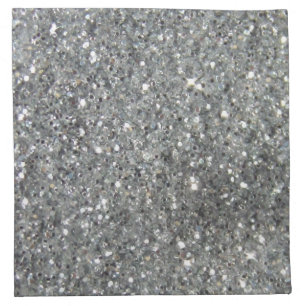 Stylish Silver Glitter Glitz Photo Cloth Napkin
