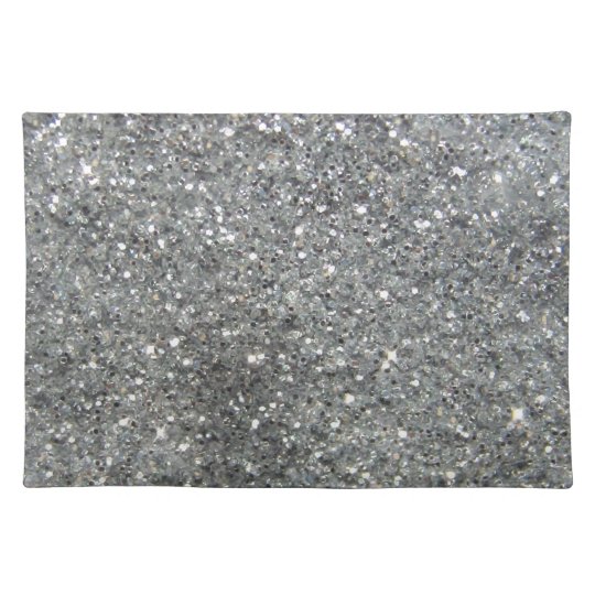 Stylish Silver Glitter Glitz Photo Cloth Placemat