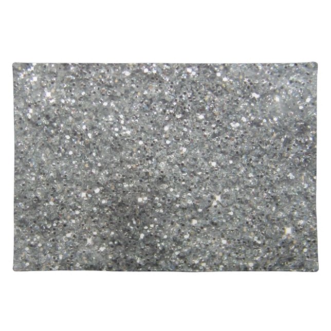 Stylish Silver Glitter Glitz Photo Cloth Placemat (Front)