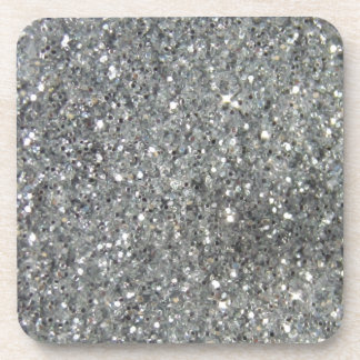 Stylish Silver Glitter Glitz Photo Coaster