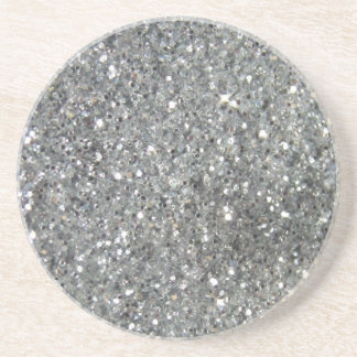 Stylish Silver Glitter Glitz Photo Coaster