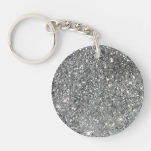 Stylish Silver Glitter Glitz Photo Keychain
