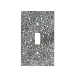 Stylish Silver Glitter Glitz Photo Light Switch Cover