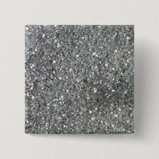 Stylish Silver Glitter Glitz Photo Pinback Button (Front)