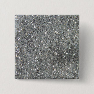 Stylish Silver Glitter Glitz Photo Pinback Button