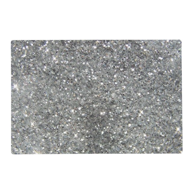 Stylish Silver Glitter Glitz Photo Placemat (Front)