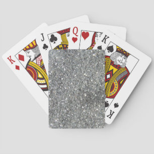 Stylish Silver Glitter Glitz Photo Poker Cards