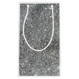 Stylish Silver Glitter Glitz Photo Small Gift Bag