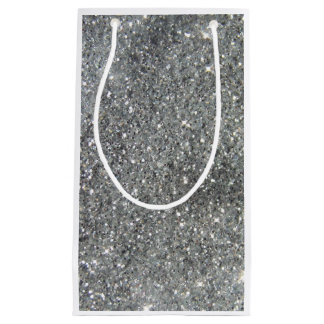 Stylish Silver Glitter Glitz Photo Small Gift Bag