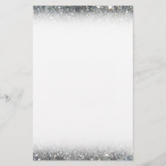 Stylish Silver Glitter Glitz Photo Stationery