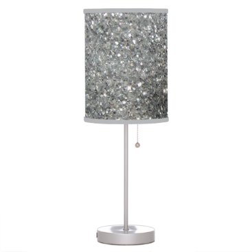 Stylish Silver Glitter Glitz Photo Table Lamp