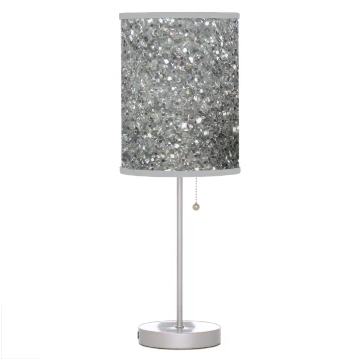 Stylish Silver Glitter Glitz Photo, Glitter Table Lamp Shades