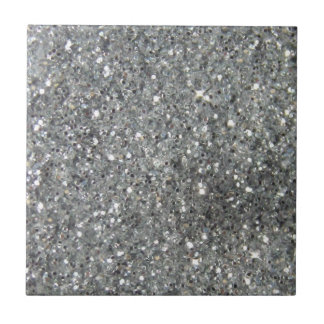 Stylish Silver Glitter Glitz Photo Tile