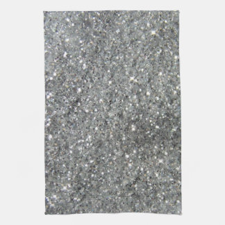 Stylish Silver Glitter Glitz Photo Towel