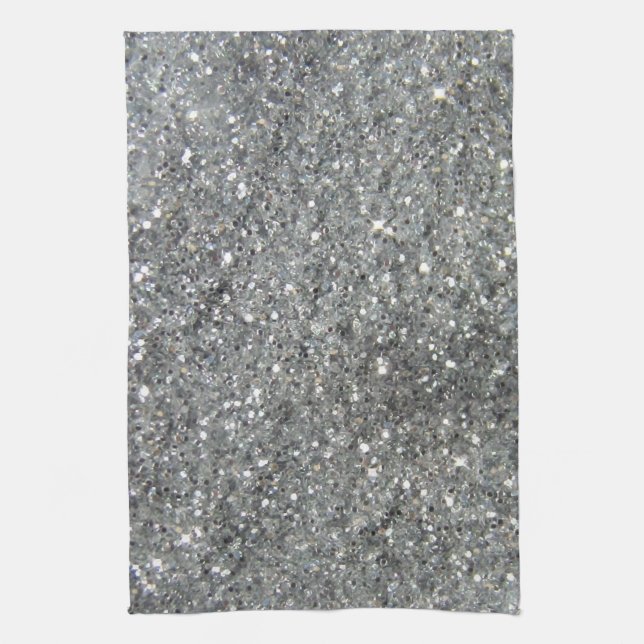 Stylish Silver Glitter Glitz Photo Towel (Vertical)