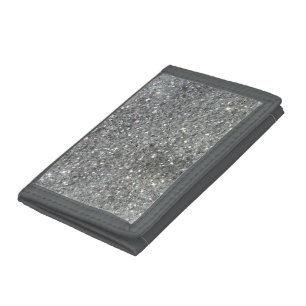 Stylish Silver Glitter Glitz Photo Tri-fold Wallet