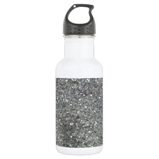 Stylish Silver Glitter Glitz Photo Water Bottle