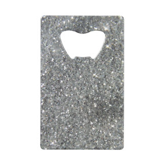 Stylish Silver Glitter Glitz Print Credit Card Bottle Opener