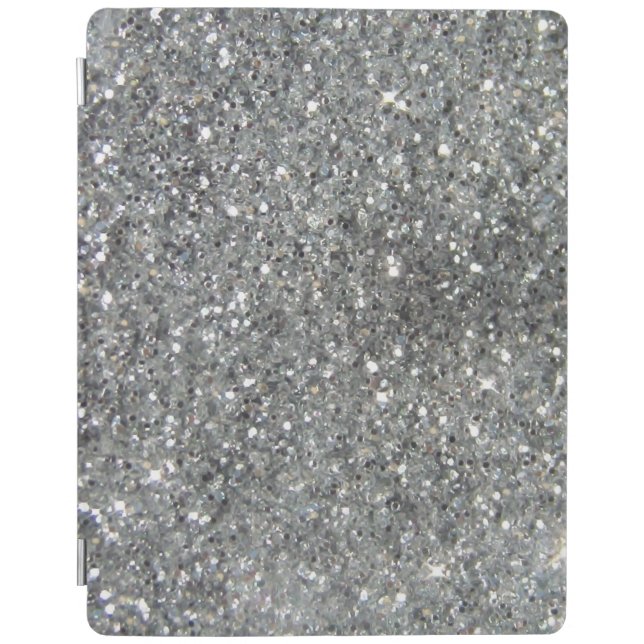 Stylish Silver Glitter Glitz Print iPad Smart Cover (Front)