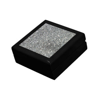 Stylish Silver Glitter Glitz Print Keepsake Box