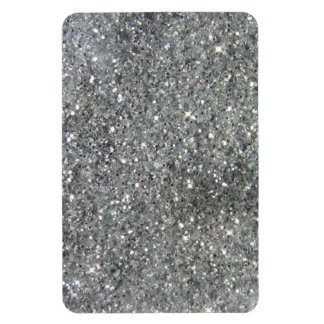 Stylish Silver Glitter Glitz Print Magnet