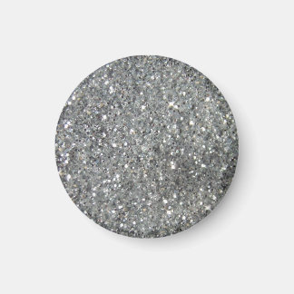 Stylish Silver Glitter Glitz Print Magnet