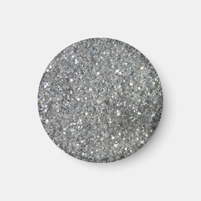 Stylish Silver Glitter Glitz Print Magnet (Front)