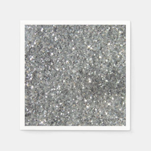 Stylish Silver Glitter Glitz Print Napkins