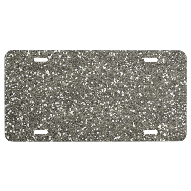 Stylish Silver Glitter License Plate (Front)