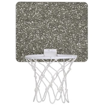 Stylish Silver Glitter Mini Basketball Hoop by InTrendPatterns at Zazzle