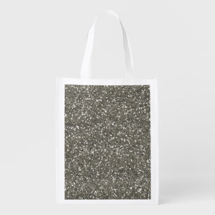Stylish Silver Glitter Reusable Grocery Bag