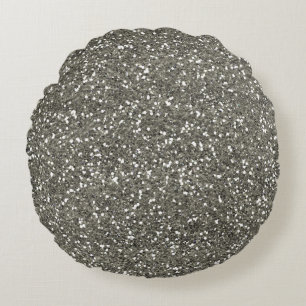 Stylish Silver Glitter Round Pillow