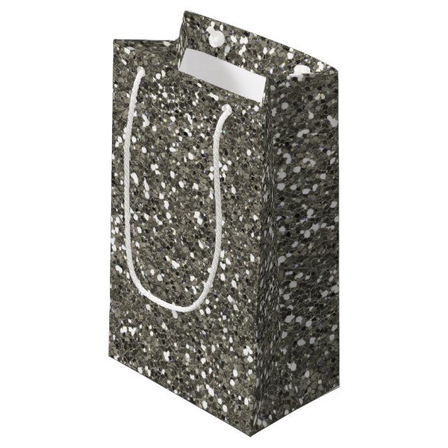 Stylish Silver Glitter Small Gift Bag (Front Angled)