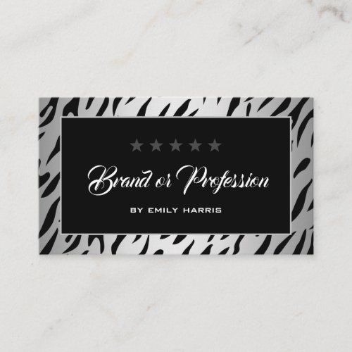 Stylish Silver Gradient Tiger Pattern Professional Business Card