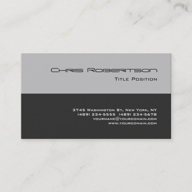 Stylish Silver Gray Charming Business Card (Front)