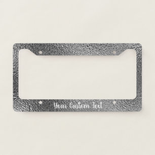 Stylish Silver Gray Metallic Personalized Unique License Plate Frame