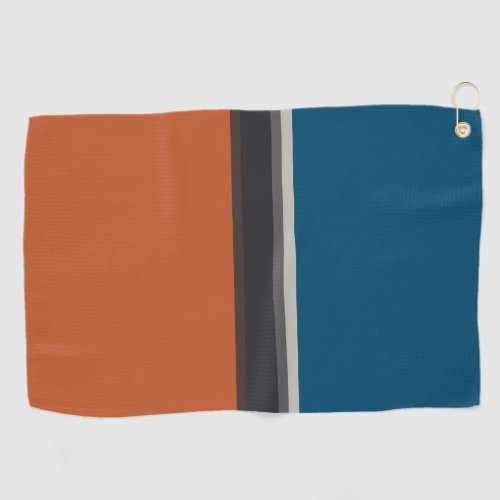 Stylish Silver Gray Navy Orange Red Blue Stripes  Golf Towel