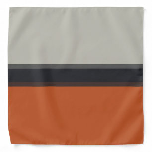 Stylish Silver Gray Navy Orange Red Stripe Pattern Bandana