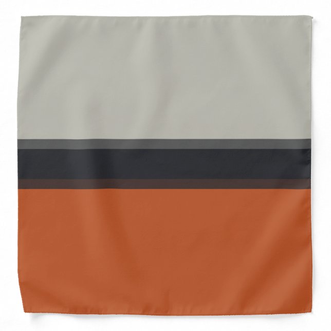 Stylish Silver Gray Navy Orange Red Stripe Pattern Bandana (Front)