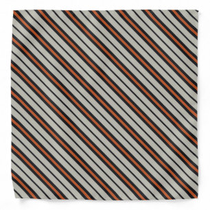 Stylish Silver Gray Navy Orange Red Stripe Pattern Bandana