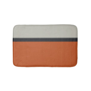 Stylish Silver Gray Navy Orange Red Stripe Pattern Bathroom Mat