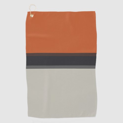 Stylish Silver Gray Navy Orange Red Stripe Pattern Golf Towel