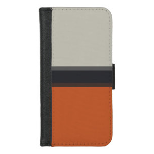 Stylish Silver Gray Navy Orange Red Stripe Pattern iPhone 8/7 Wallet Case