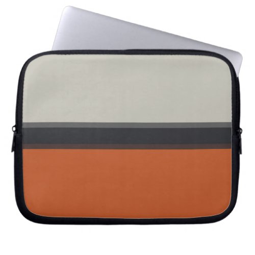 Stylish Silver Gray Navy Orange Red Stripe Pattern Laptop Sleeve