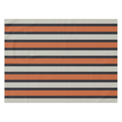 Stylish Silver Gray Navy Orange Red Stripe Pattern Tablecloth