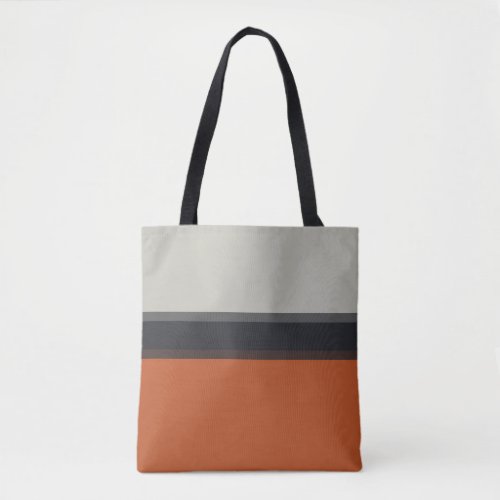 Stylish Silver Gray Navy Orange Red Stripe Pattern Tote Bag