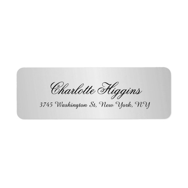 Stylish Silver Gray Plain Elegant Unique Script Label (Front)